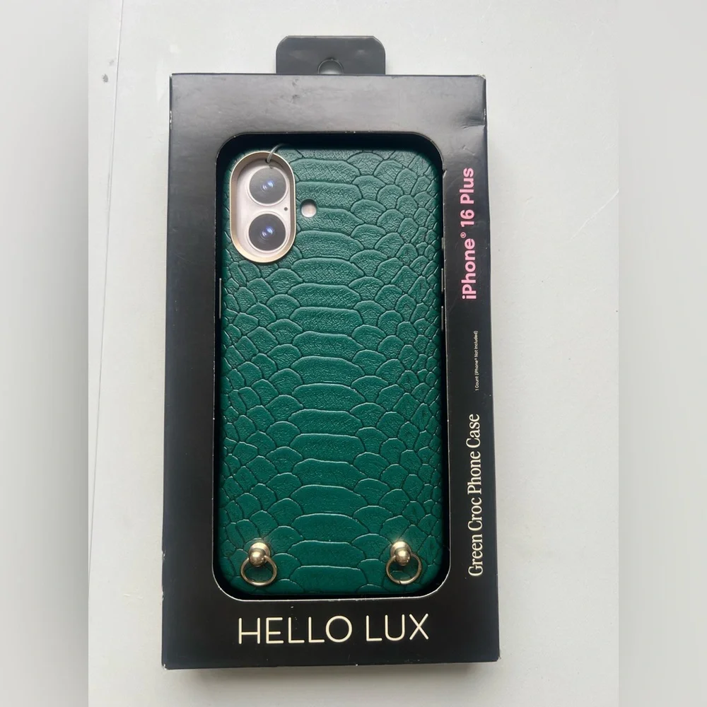 Green Croc Phone Case for iPhone 16 Plus